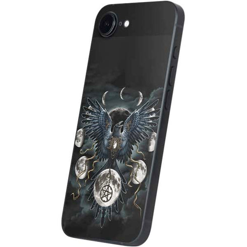 Crow and Moon Phases by Sarah Richter iPhone 16e Skin